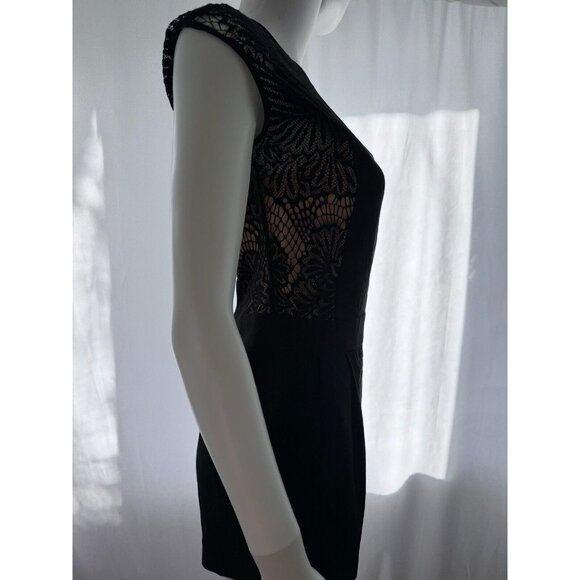 BCBGMAXAZRIA Women's Romper Finn Designer Black Nude Lace Size 0 - Picture 6 of 10